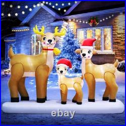 8FT Long Huge Christmas Inflatable Reindeer Family Outdoor Decoration, LED Li