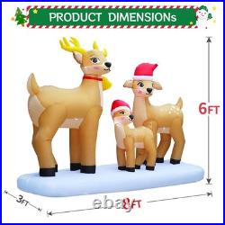 8FT Long Huge Christmas Inflatable Reindeer Family Outdoor Decoration, LED Li
