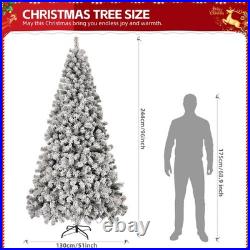 8FT Pre-lit Snow Flocked Christmas Tree Hinged Pine Tree 1300 Branch 500 Lights 8FT Pre-lit Snow Flocked Christmas Tree Hinged Pine Tree 1300 Branch 500 Lights