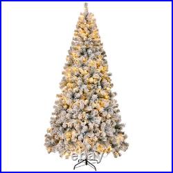 8FT Pre-lit Snow Flocked Christmas Tree Hinged Pine Tree 1300 Branch 500 Lights 8FT Pre-lit Snow Flocked Christmas Tree Hinged Pine Tree 1300 Branch 500 Lights