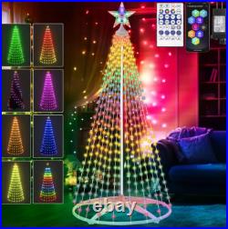 8FT Smart LED lights Christmas Cone Tree with Star Topper Christmas Tree APP DIY