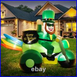 8FT St Patricks Day Inflatables Decoration Leprechaun on Motorcycle, St pats