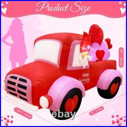 8FT Valentines Day Inflatables Outdoor Decorations, Lovely Gnome Drives a Car