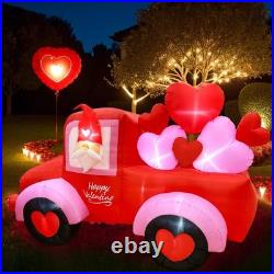 8FT Valentines Day Inflatables Outdoor Decorations, Lovely Gnome Drives a Car