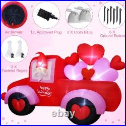 8FT Valentines Day Inflatables Outdoor Decorations, Lovely Gnome Drives a Car