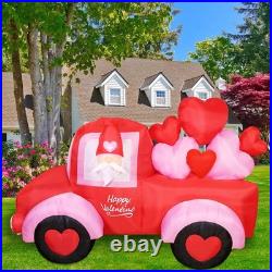 8FT Valentines Day Inflatables Outdoor Decorations, Lovely Gnome Drives a Car