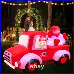 8FT Valentines Day Inflatables Outdoor Decorations, Lovely Gnome Drives a Car