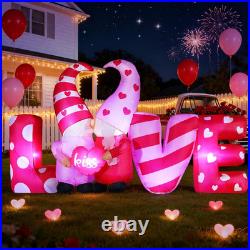 8Ft Long Valentines Day Decorations, Love Inflatable with Kissing Gnomes Blow up