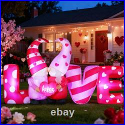 8Ft Long Valentines Day Decorations, Love Inflatable with Kissing Gnomes Blow up