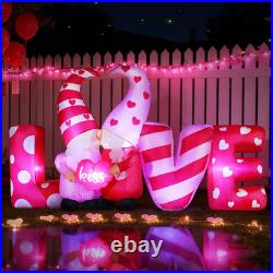 8Ft Long Valentines Day Decorations, Love Inflatable with Kissing Gnomes Blow up