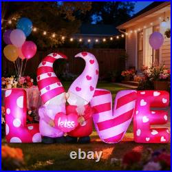 8Ft Long Valentines Day Decorations, Love Inflatable with Kissing Gnomes Blow up