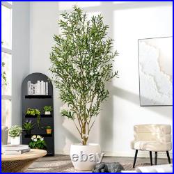 8Ft Realistic Faux Olive Tree in White Pot Perfect for Indoor & Outdoor Decor