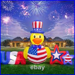 8.8FT 4Th of July Inflatables Outdoor Decorations Duck USA Patriotic Blow up Yar