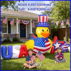 8.8FT 4Th of July Inflatables Outdoor Decorations Duck USA Patriotic Blow up Yar