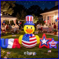 8.8FT 4Th of July Inflatables Outdoor Decorations Duck USA Patriotic Blow up Yar