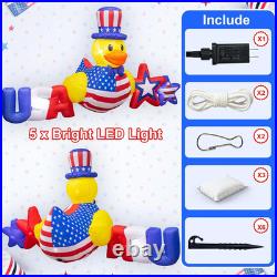 8.8FT 4Th of July Inflatables Outdoor Decorations Duck USA Patriotic Blow up Yar