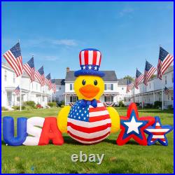 8.8FT 4Th of July Inflatables Outdoor Decorations Duck USA Patriotic Blow up Yar
