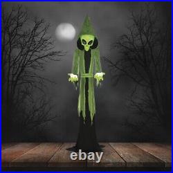 8' Animated Green Alien Ghoul Speaks Different Phrases Glow Eyes Halloween Prop 8' Animated Green Alien Ghoul Speaks Different Phrases Glow Eyes Halloween Prop