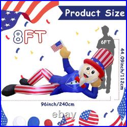 8 FT 4Th of July Inflatables Outdoor Decorations, Large Uncle Sam Patriotic Infl