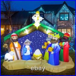 8 FT Christmas Inflatables Nativity Scene Outdoor Decorations, Christmas Blow