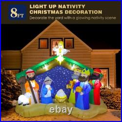 8 FT Christmas Inflatables Nativity Scene Outdoor Decorations, Christmas Blow