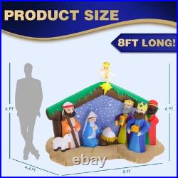 8 FT Christmas Inflatables Nativity Scene Outdoor Decorations, Christmas Blow