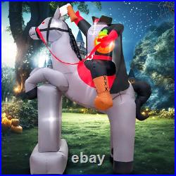 8 FT Halloween Inflatables Headless Horseman Decoration with Led Light up Hallow
