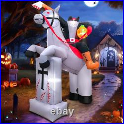 8 FT Halloween Inflatables Headless Horseman Decoration with Led Light up Hallow