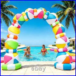 8 FT Inflatable Beach Ball Arch, Summer Inflatable Outdoor Decorations, Blow up