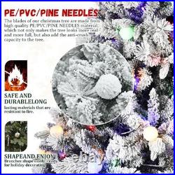 8 FT Snow Flocked Artificial Christmas Tree &2-in-1 White Multi-Color LED Lights