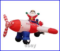 8 Foot Long Animated Christmas Inflatable Santa Claus Airplane Yard Decoration