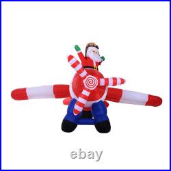 8 Foot Long Animated Christmas Inflatable Santa Claus Airplane Yard Decoration