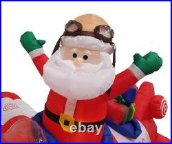 8 Foot Long Animated Christmas Inflatable Santa Claus Airplane Yard Decoration
