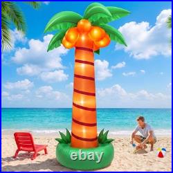 8 Ft Inflatable Palm Tree with LED Lights for Tropical Pool Party Decor