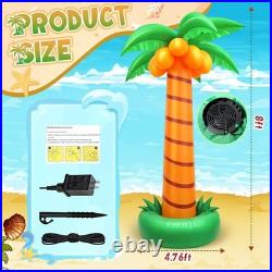 8 Ft Inflatable Palm Tree with LED Lights for Tropical Pool Party Decor