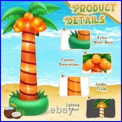 8 Ft Inflatable Palm Tree with LED Lights for Tropical Pool Party Decor