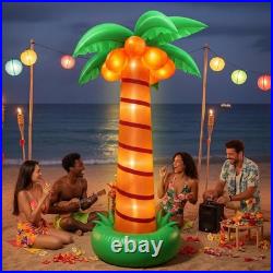 8 Ft Inflatable Palm Tree with LED Lights for Tropical Pool Party Decor