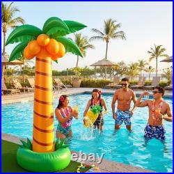 8 Ft Inflatable Palm Tree with LED Lights for Tropical Pool Party Decor