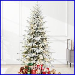 8 Ft Prelit Flocked Christmas Tree Artificial Fraser Fir &520 Multicolor Light