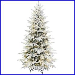 8 Ft Prelit Flocked Christmas Tree Artificial Fraser Fir &520 Multicolor Light