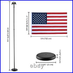 8 Ft Sectional Indoor Flag Pole Kit Eagle Topper Aluminum 3x5 Ft US Flag & Base 8 Ft Sectional Indoor Flag Pole Kit Eagle Topper Aluminum 3x5 Ft US Flag & Base