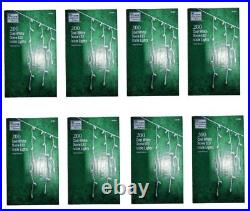 8-PACK Home Accents Holiday 17.5 ft. 200-Light Cool White Dome LED Icicle Lights