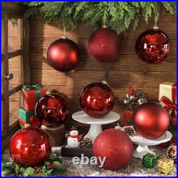 8 Pack 6 Inch Large Christmas Ornament Hanging Balls, Red