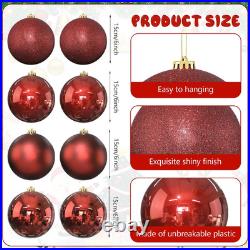 8 Pack 6 Inch Large Christmas Ornament Hanging Balls, Red