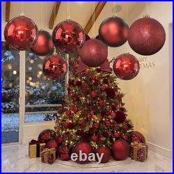 8 Pack 6 Inch Large Christmas Ornament Hanging Balls, Red