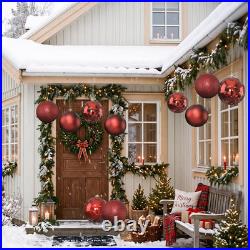 8 Pack 6 Inch Large Christmas Ornament Hanging Balls, Red