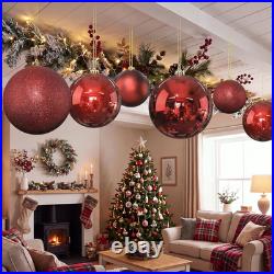 8 Pack 6 Inch Large Christmas Ornament Hanging Balls, Red