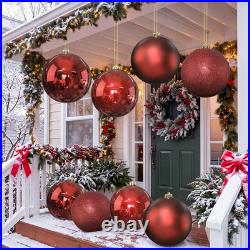 8 Pack 6 Inch Large Christmas Ornament Hanging Balls, Red