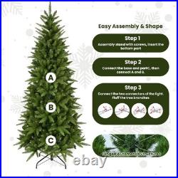8 ft Artificial Christmas Tree Slim Pencil Realistic Xmas Tree 1612 Branch Tips