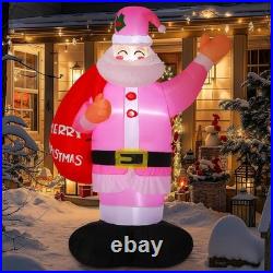 8 ft Christmas Inflatable Santa Claus Outdoor, Pink Santa Inflatable Decoration